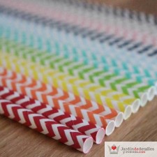 Pajitas de papel con rayas pack 25 unidades