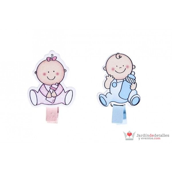 Pack 6 pinzas baby madera