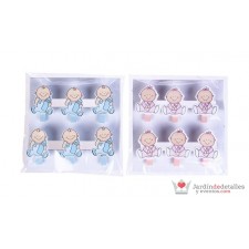 Pack 6 pinzas baby madera