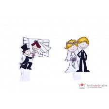 Pack 6 pinzas novios madera