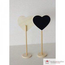 Soporte identificador de madera pizarra corazón