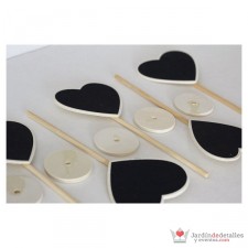 Soporte identificador de madera pizarra corazón