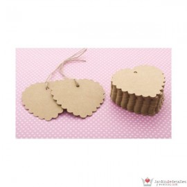 lote 100 tarjetas kraft corazón