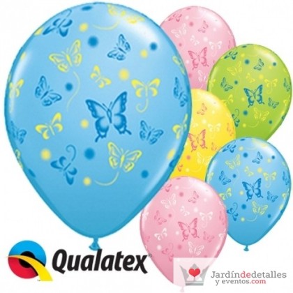 6 globos mariposas