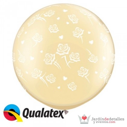 GLOBO MARFIL ROSAS BLANCA 1M. 2 UNIDADES