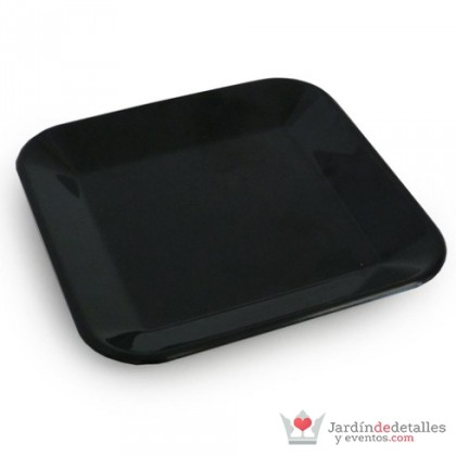 PLATO GALA CUADRADO 180X180 MM NEGRO 5 unidades