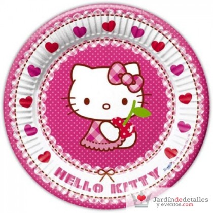 8 PLATOS HELLO KITTY 23 CM