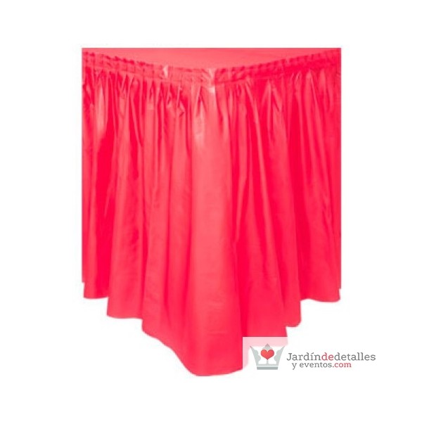 faldón de mesa rojo