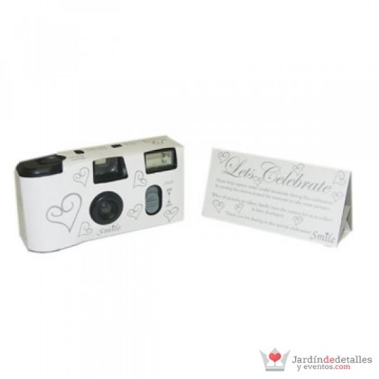 Cámara fotos desechable Corazones blanca