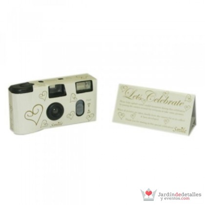 Cámara fotos desechable Corazones Marfil