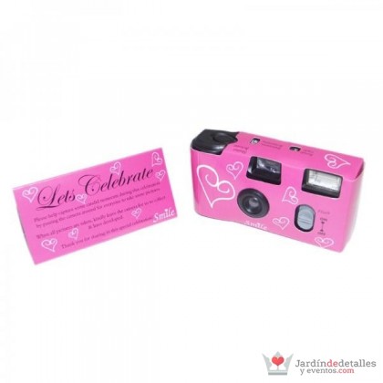 Cámara fotos desechable Corazones Rosa