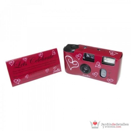 Cámara fotos desechable Corazones Rojo