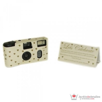 Cámara fotos desechable Mini-corazones Marfil