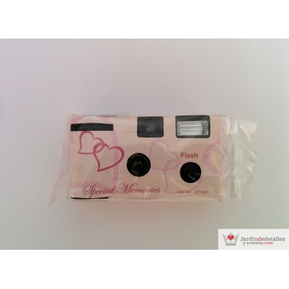 Cámara fotos desechable Corazones Rosa Claro