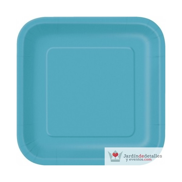 plato cuadrado color caribe 14 unidades