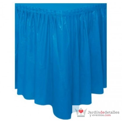 faldón de mesa azul