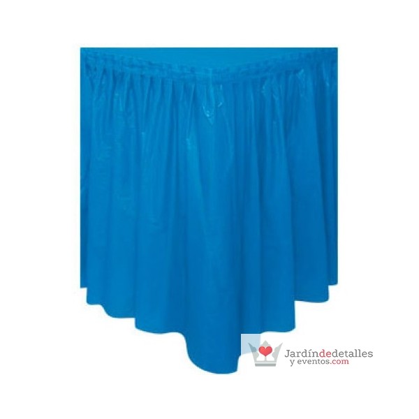 faldón de mesa azul