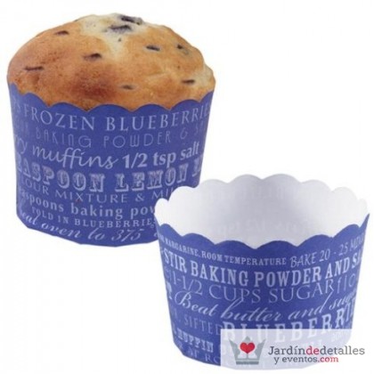 CUpcakes papel redondo azul 15 unidades